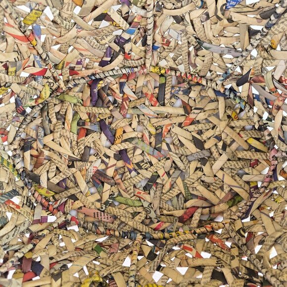 Handmade Double Handled Oval Shaped Basket Made From Newspapers - Picture 8 of 10